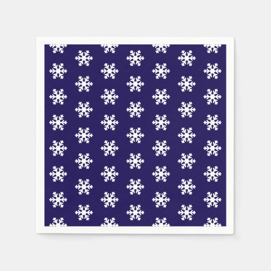 Snowflake Muster Navy Blue & White Winter Serviette (Vorderseite)