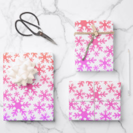 Snowflake Muster Pink Lila Weihnachtsfeiertag Geschenkpapier Set