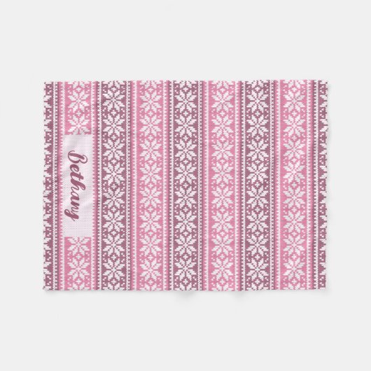 Snowflake Name Rosa Imitate Strick Sweater Muster Fleecedecke (Vorderseite (Horizontal))