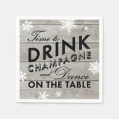 Snowflake Napkin Time to Drink Champagne Serviette (Vorderseite)