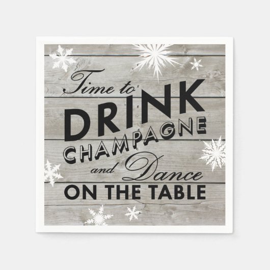 Snowflake Napkin Time to Drink Champagne Serviette (Vorderseite)