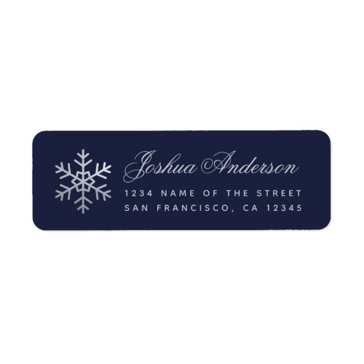 Snowflake Navy Blue Faux Silver Winter Holidays (Vorne)