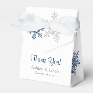 Snowflake Navy Blue Silver Wedding Vielen Dank Geschenkschachtel