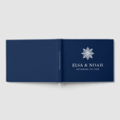 SNOWFLAKE NAVY BLUE SILVER WINTER WEDD GÄSTEBUCH (Voll)