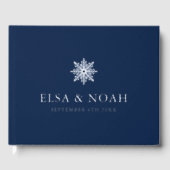 SNOWFLAKE NAVY BLUE SILVER WINTER WEDD GÄSTEBUCH (Vorderseite)