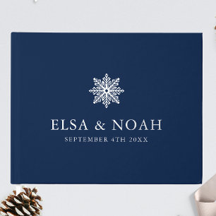 SNOWFLAKE NAVY BLUE SILVER WINTER WEDD GÄSTEBUCH