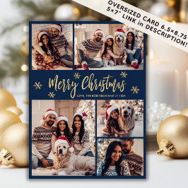 Snowflake Navy und Gold 5 Foto Collage Weihnachten