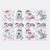 Snowflake Niedliches Weihnachtstiermuster Geschenkpapier Set (Vorderseite)