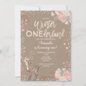 Snowflake ONEderland 1. Geburtstag Einladung Hirsc (Vorderseite)