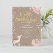 Snowflake ONEderland 1. Geburtstag Einladung kraft (Stehend Vorderseite)