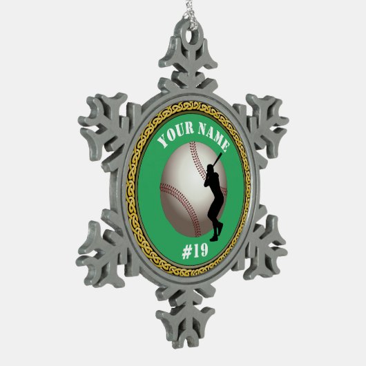 Snowflake Ornament Baseball - Name und Nummer hinz (Links)