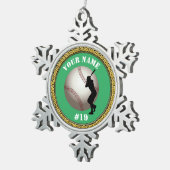 Snowflake Ornament Baseball - Name und Nummer hinz (Rechts)