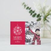 Snowflake Ornament Frohe Weihnachten Foto Postkart (Stehend Vorderseite)