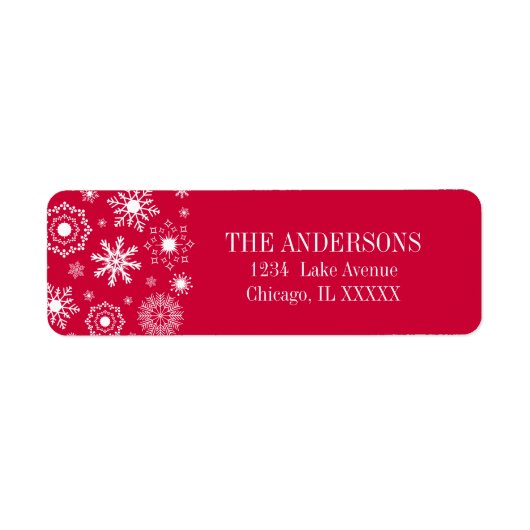 Snowflake Ornament Frohe Weihnachtsadresse Etikett (Vorne)