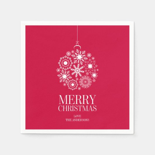 Snowflake Ornament Frohe Weihnachtszeitung Napkins Serviette (Vorderseite)