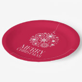 Snowflake Ornament Frohe Weihnachtszeitung Teller (Schrägansicht)