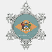 Snowflake-Ornament mit Delaware-Flagge Schneeflocken Zinn-Ornament (Vorderseite)
