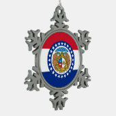Snowflake-Ornament mit Fahne von Missouri Schneeflocken Zinn-Ornament (Links)