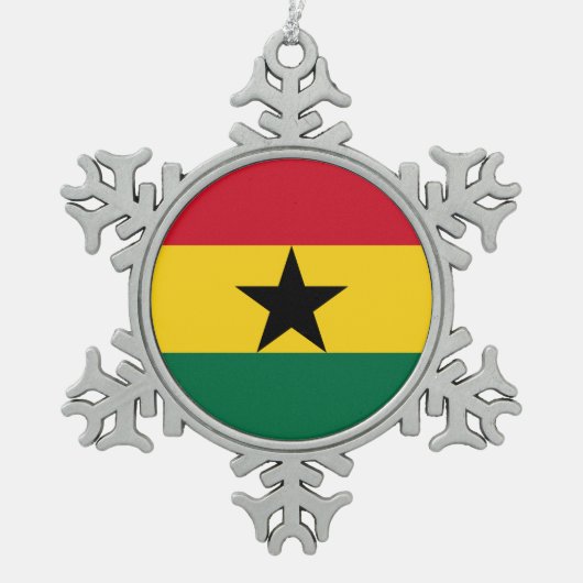 Snowflake-Ornament mit Ghana-Flagge Schneeflocken Zinn-Ornament (Vorderseite)