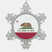 Snowflake-Ornament mit kalifornischer Flagge Schneeflocken Zinn-Ornament (Vorderseite)