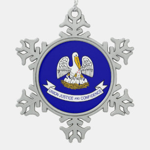 Snowflake-Ornament mit Lousiana-Flagge Schneeflocken Zinn-Ornament