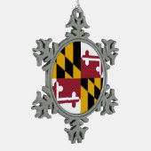 Snowflake-Ornament mit Maryland-Flagge Schneeflocken Zinn-Ornament (Links)