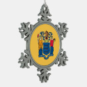 Snowflake-Ornament mit New Jersey-Flagge Schneeflocken Zinn-Ornament (Links)