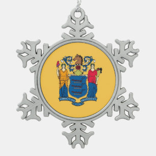Snowflake-Ornament mit New Jersey-Flagge Schneeflocken Zinn-Ornament