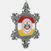 * Snowflake-Ornament mit PMC-Flag-Logo Schneeflocken Zinn-Ornament (Links)