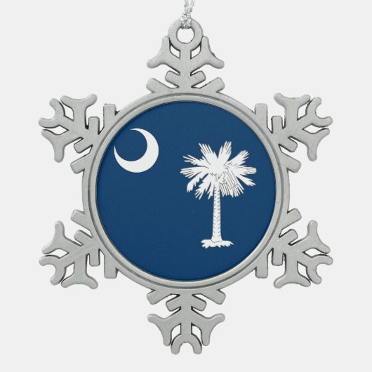 Snowflake-Ornament mit South Carolina-Flagge Schneeflocken Zinn-Ornament (Vorderseite)