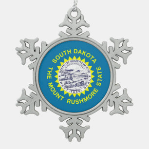 Snowflake-Ornament mit South-Dakota-Flagge Schneeflocken Zinn-Ornament