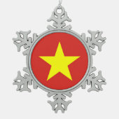 Snowflake-Ornament mit Vietnamflagge Schneeflocken Zinn-Ornament (Vorderseite)