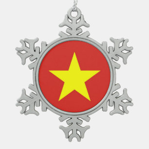 Snowflake-Ornament mit Vietnamflagge Schneeflocken Zinn-Ornament