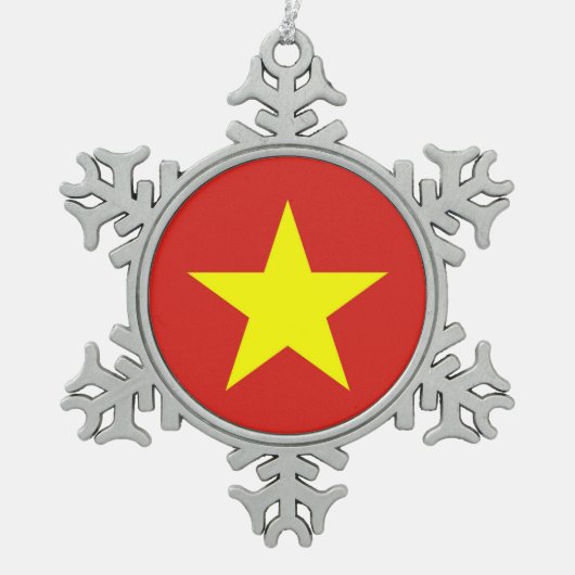 Snowflake-Ornament mit Vietnamflagge Schneeflocken Zinn-Ornament (Vorderseite)