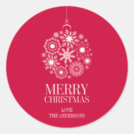 Snowflake Ornament Urlaub Frohe Weihnachtsaufklebe Runder Aufkleber