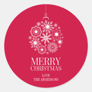 Snowflake Ornament Urlaub Frohe Weihnachtsaufklebe Runder Aufkleber