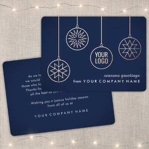 Snowflake-Ornamente für Unternehmen Navy Blue & Re Folien Feiertagskarte