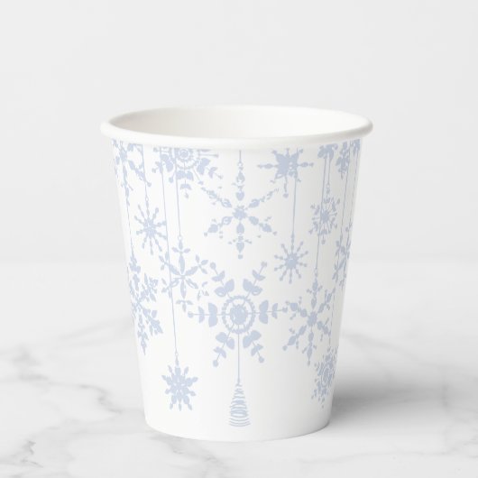 Snowflake Ornaments Ice Blue Pappbecher (Vorderseite)