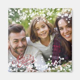 Snowflake Overlay Frohe Weihnachtsfeiertage Foto Magnet