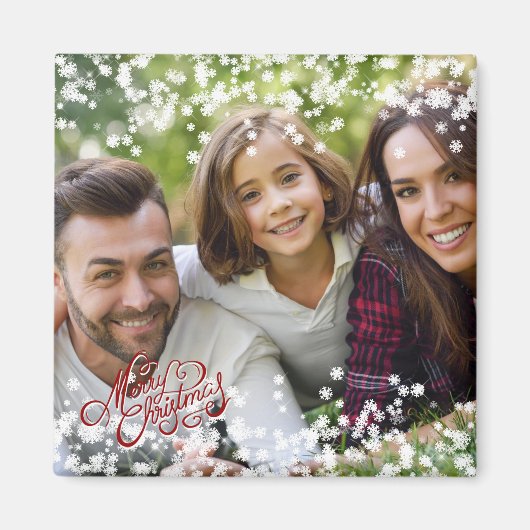 Snowflake Overlay Frohe Weihnachtsfeiertage Foto Magnet (Vorne)