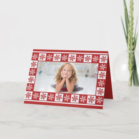 Snowflake Patches Foto Weihnachtskarte Karte (Vorderseite)