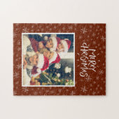 Snowflake Pattern auf Red Mercury Christmas Foto J Puzzle (Horizontal)