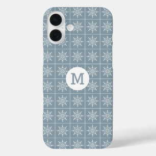 Snowflake Pattern benutzerdefinierte Monogramm-Hül iPhone 16 Plus Hülle