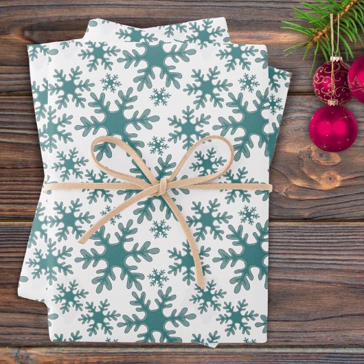 Snowflake Pattern Blauer Weihnachtsfeiertag Geschenkpapier Set