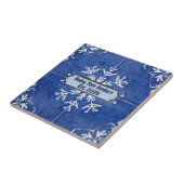 Snowflake pattern blue & white holiday custom name fliese (Seite)