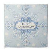 Snowflake pattern blue & white holiday custom name fliese (Vorderseite)