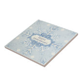Snowflake pattern blue & white holiday custom name fliese (Seite)