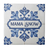 Snowflake pattern blue & white holiday custom name fliese (Vorderseite)