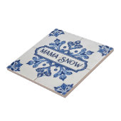 Snowflake pattern blue & white holiday custom name fliese (Seite)