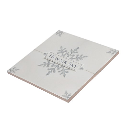 Snowflake pattern blue & white holiday custom name fliese (Seite)